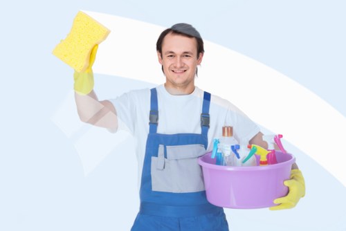 Commercial cleaning team preparing a Watford office for routine maintenance