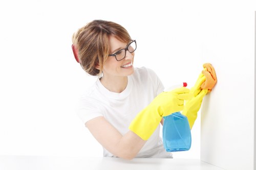 Local commercial cleaners working in a Watford retail or office building